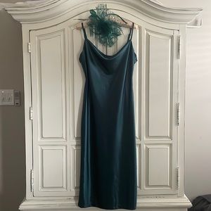🐎 👒Teal Green Blue Derby Dress👒🐎w/fascinator herby hat clip headband M 6/8